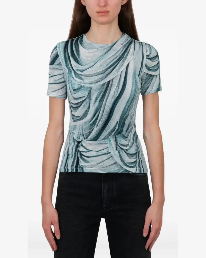 Paco Rabanne T-Shirt mit Trompe-l'oeil-Print - Blau Blau