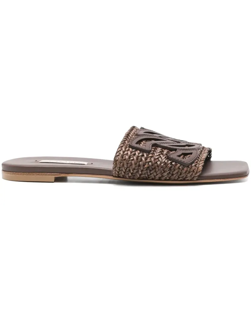 Casadei Pantoletten mit Logo-Patch - Braun Braun