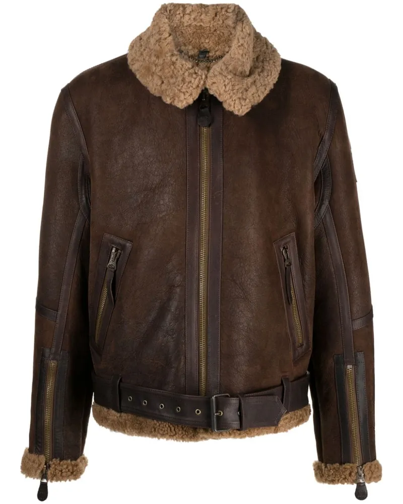 Belstaff Wilder Bikerjacke mit Reißverschluss - Braun Braun