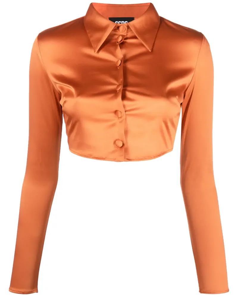 GCDS Cropped-T-Shirt aus Satin - Orange Orange