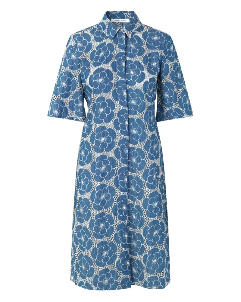 Samsøe & Samsøe Kleid mit Blumen-Print - Blau Blau