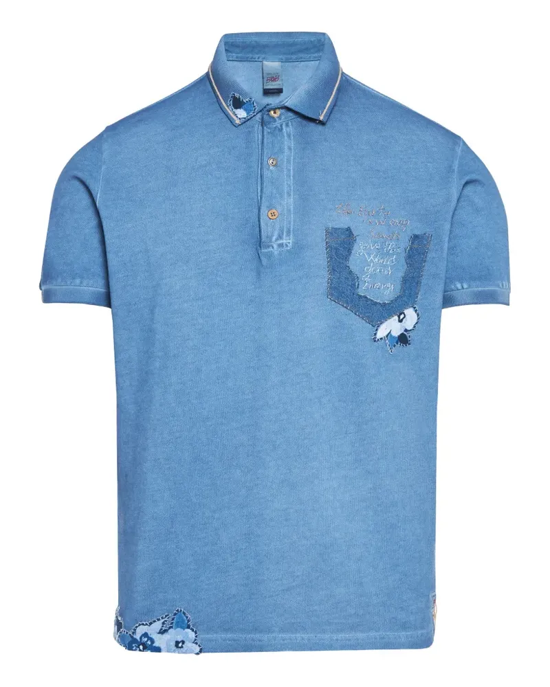BOB patchwork embroidered polo shirt - Blau Blau