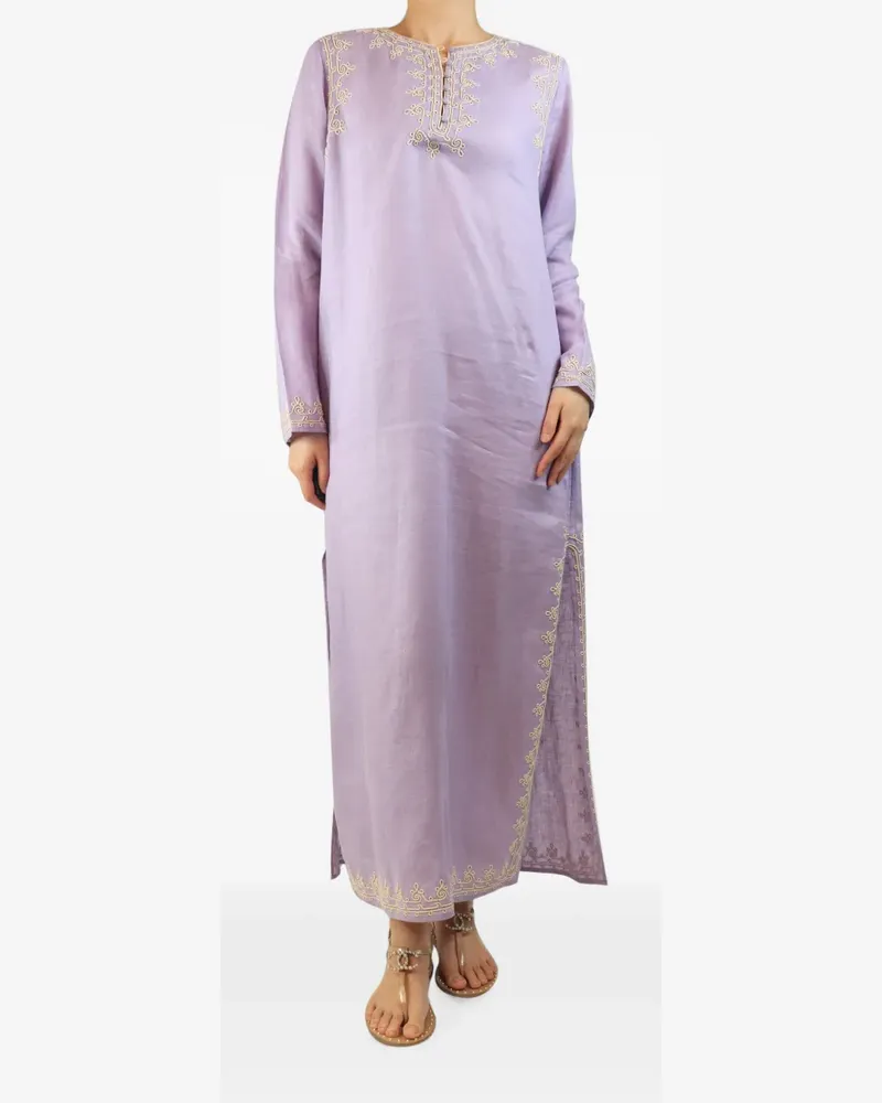 Tory Burch embroidered linen kaftan - Violett Violett