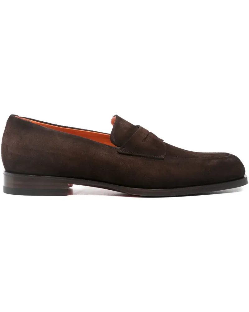 Santoni penny-slot suede loafers - Braun Braun