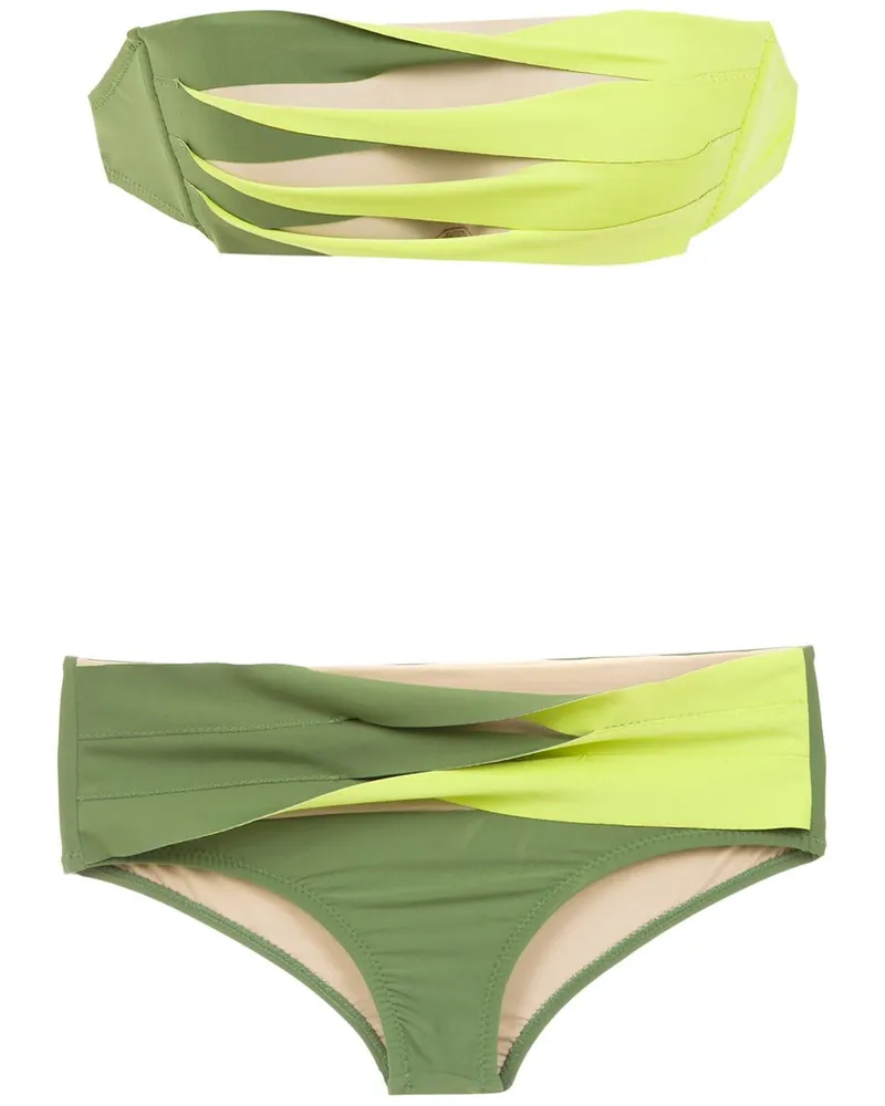 Amir Slama Bikini mit Kontrasteinsätzen - Grün Grün