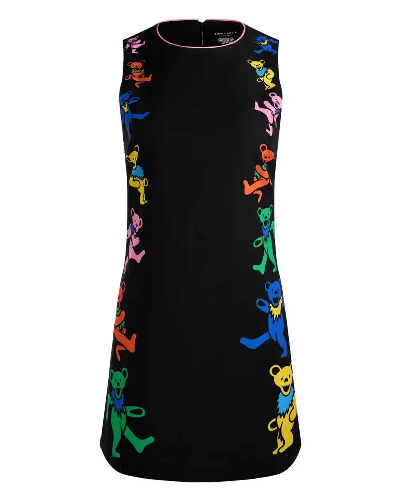 Alice + Olivia Clyde Minikleid mit Teddy-Print - Schwarz Schwarz