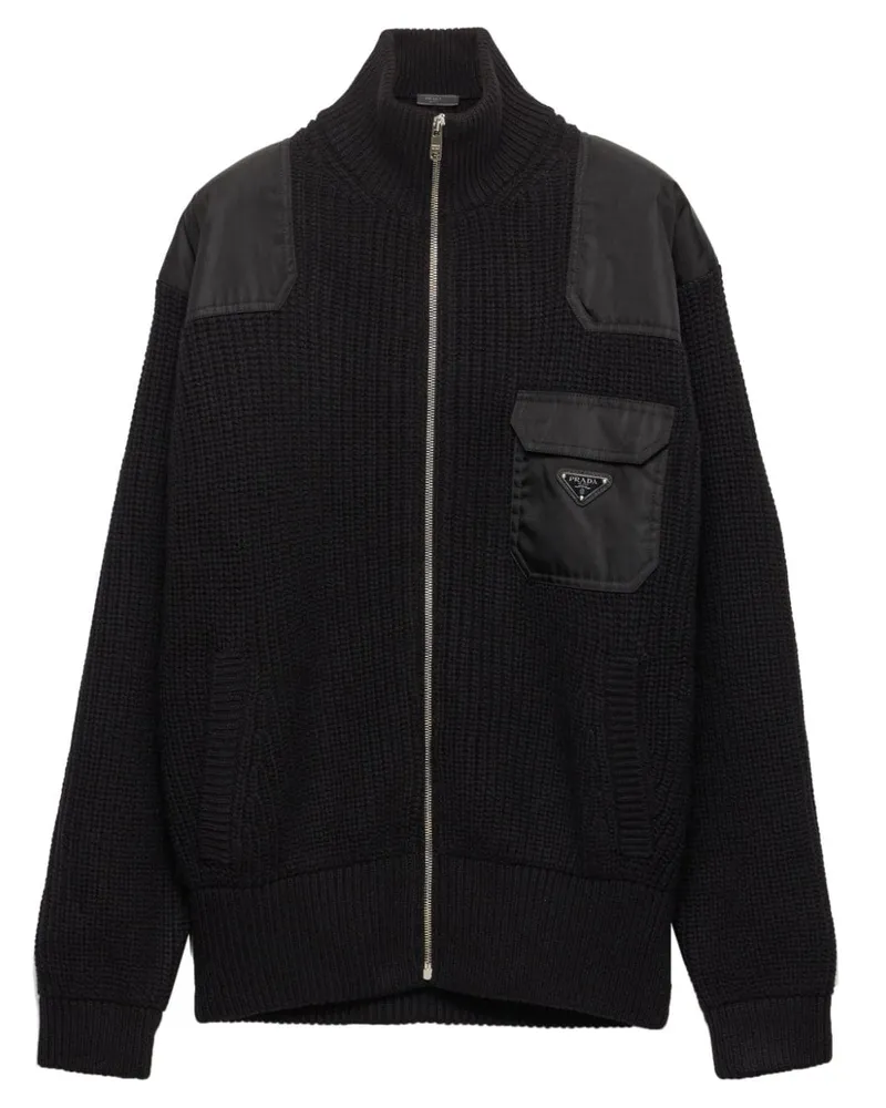 Prada Gerippter Cardigan - Schwarz Schwarz