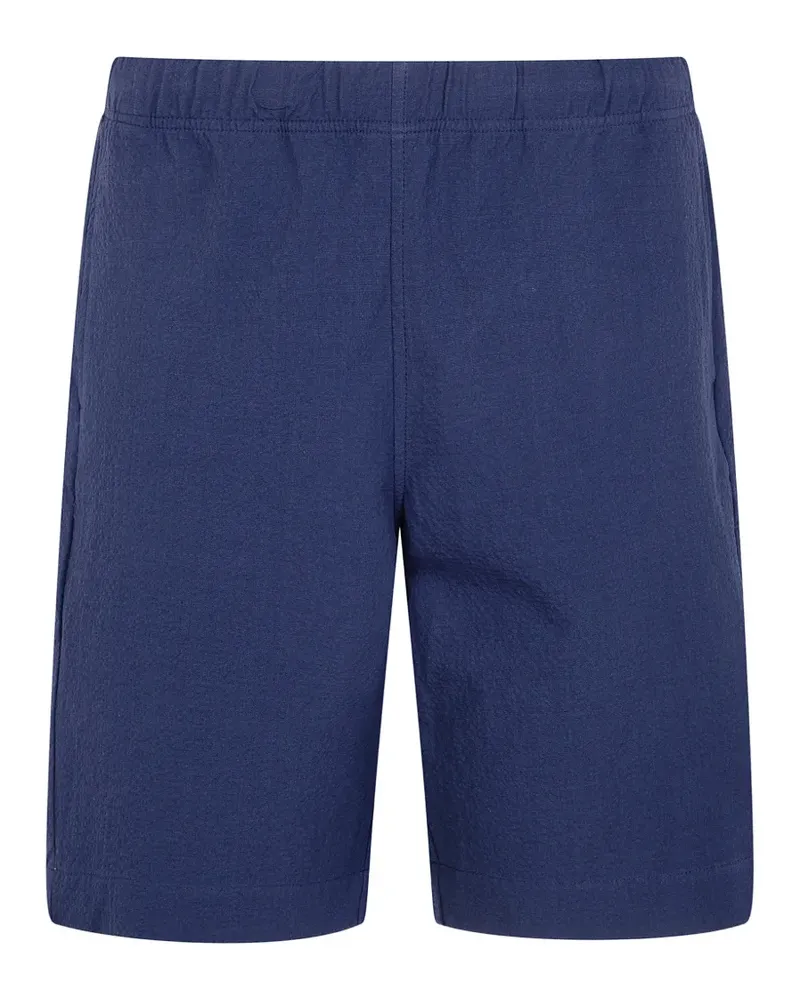 Paul Smith logo-patch seersucker shorts - Blau Blau