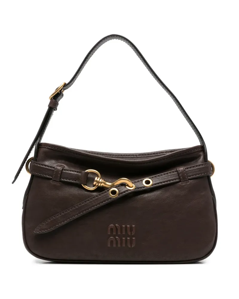 Miu Miu Schultertasche mit Logo-Prägung - Braun Braun