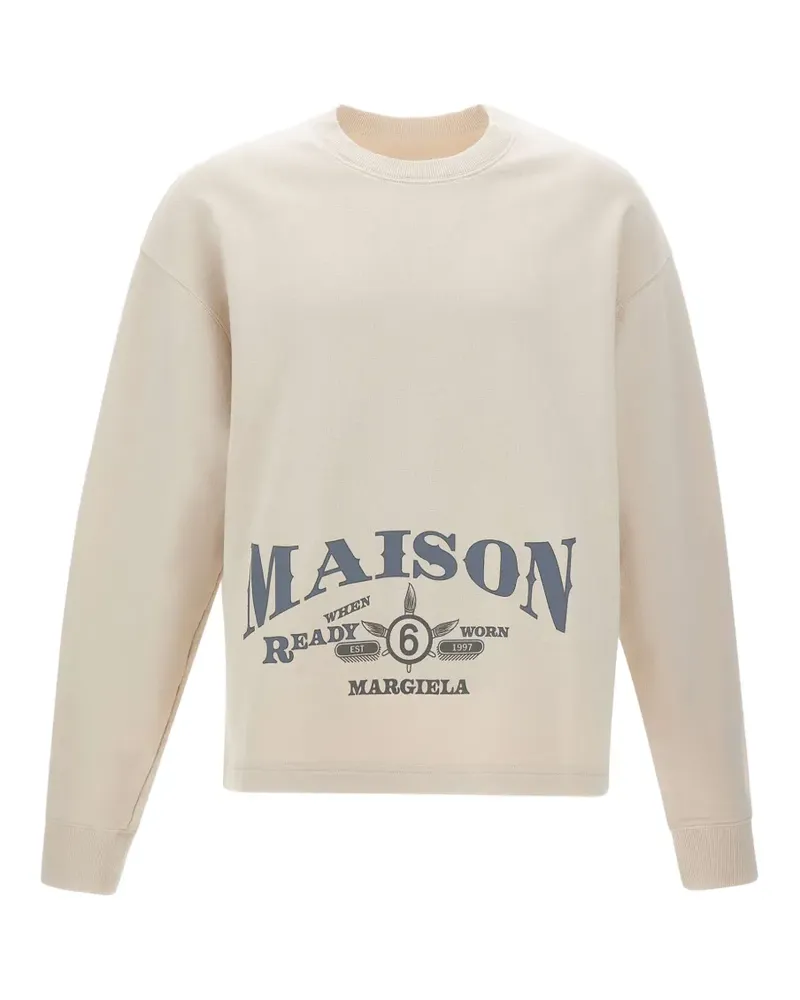 Maison Margiela logo-print cotton sweatshirt - Nude Nude