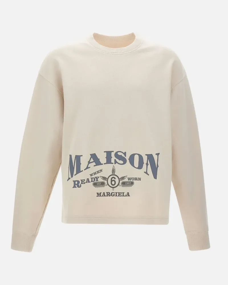 Maison Margiela logo-print cotton sweatshirt - Nude Nude