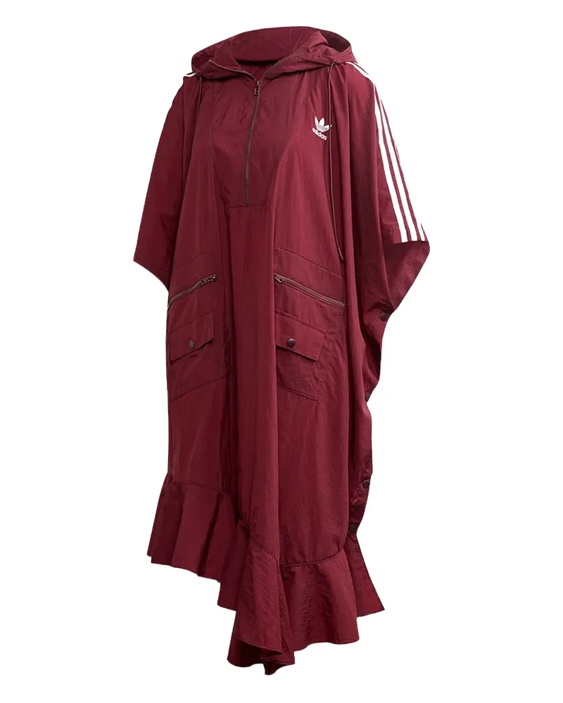 adidas Gerüschter Poncho mit Kapuze - Rot Rot
