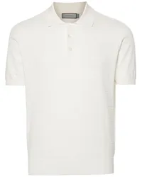 Canali Fein gestricktes Poloshirt Weiß