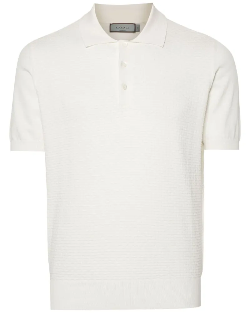 Canali Fein gestricktes Poloshirt Weiß