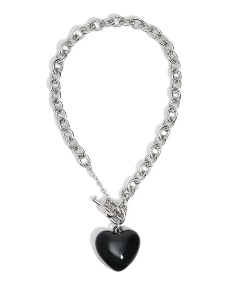 BIMBA Y LOLA black heart chain necklace - Silber Silber