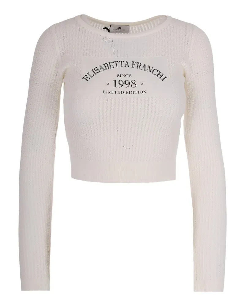 Elisabetta Franchi logo knitted top - Nude Nude