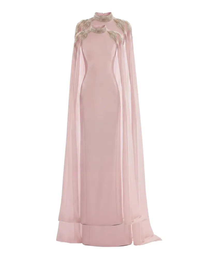 Saiid Kobeisy Maxikleid mit Cape - Rosa Rosa