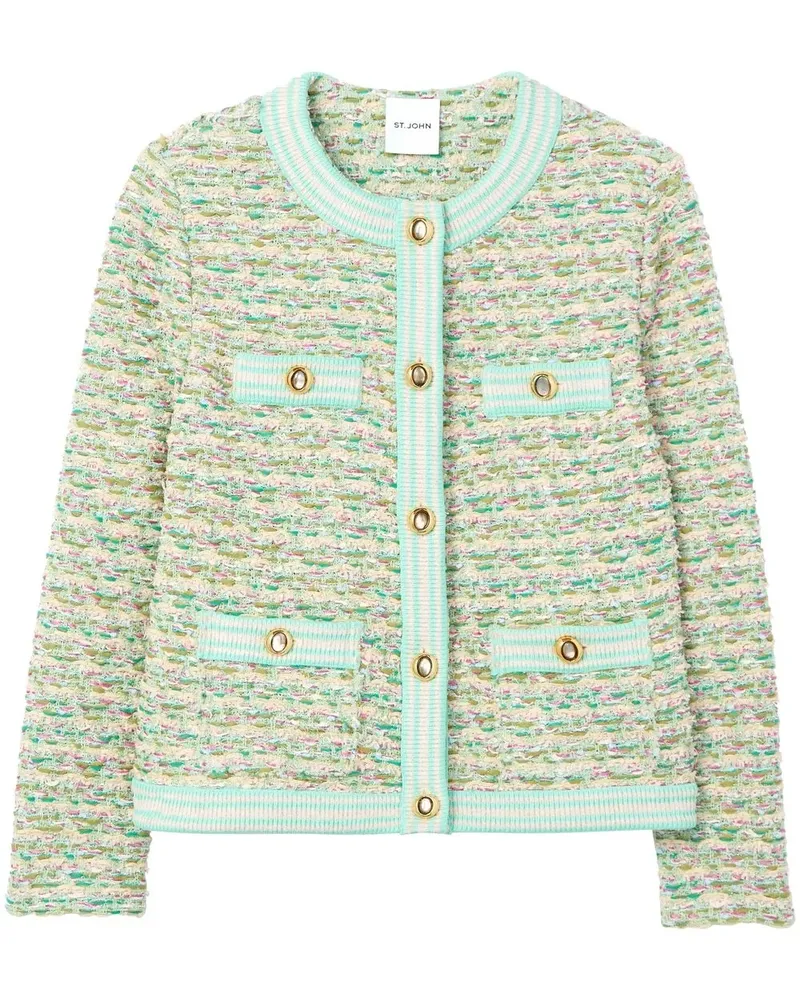 ST. JOHN Tweed-Jacke - Grün Grün