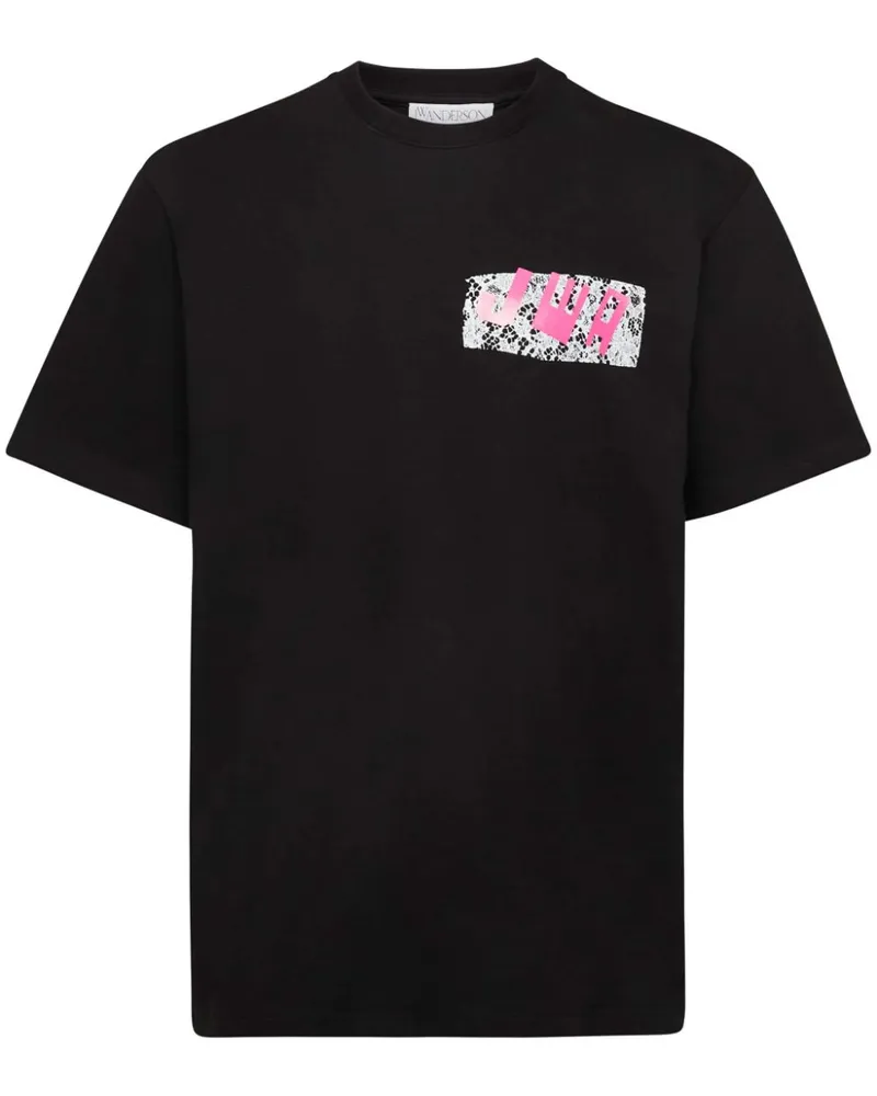 J.W.Anderson JWA T-Shirt mit Spitzen-Print - Schwarz Schwarz