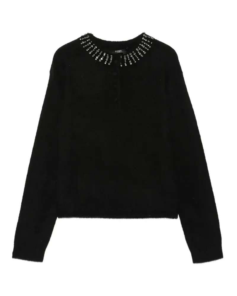 Seventy Geknöpfter Pullover mit Kristallen - Schwarz Schwarz