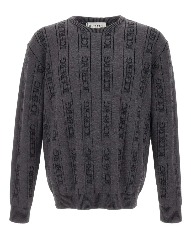 Iceberg Gerippter Pullover mit Monogramm - Grau Grau