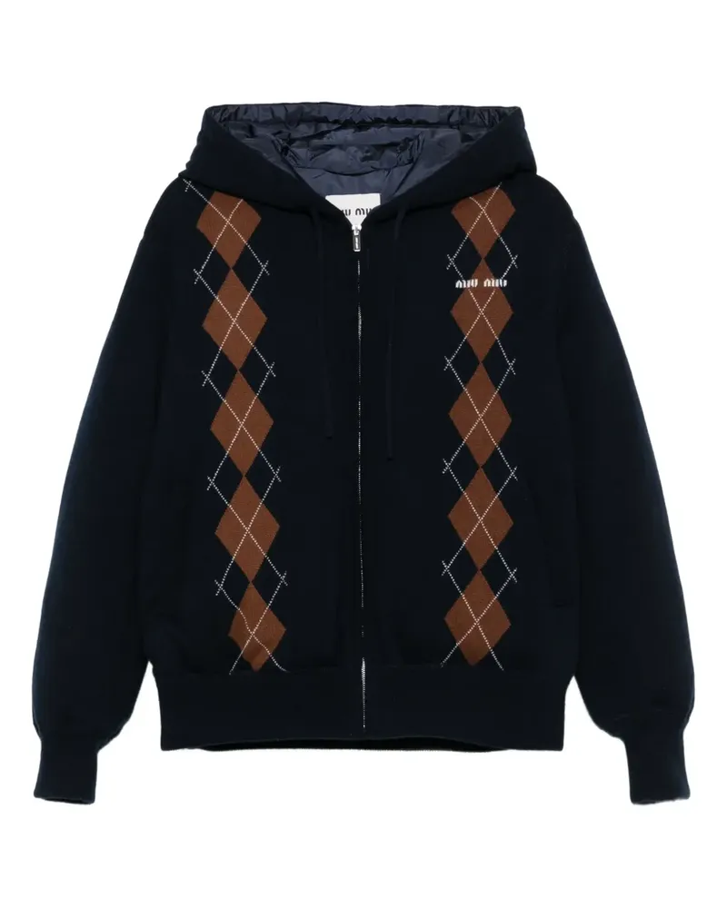 Miu Miu Kapuzenjacke mit Rautenmuster - F000 navy F000