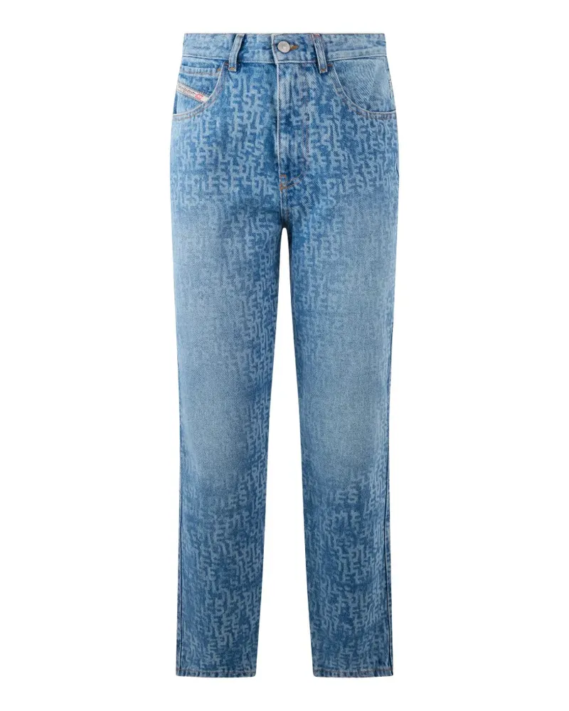 Diesel monogram-print straight-leg jeans - Blau Blau