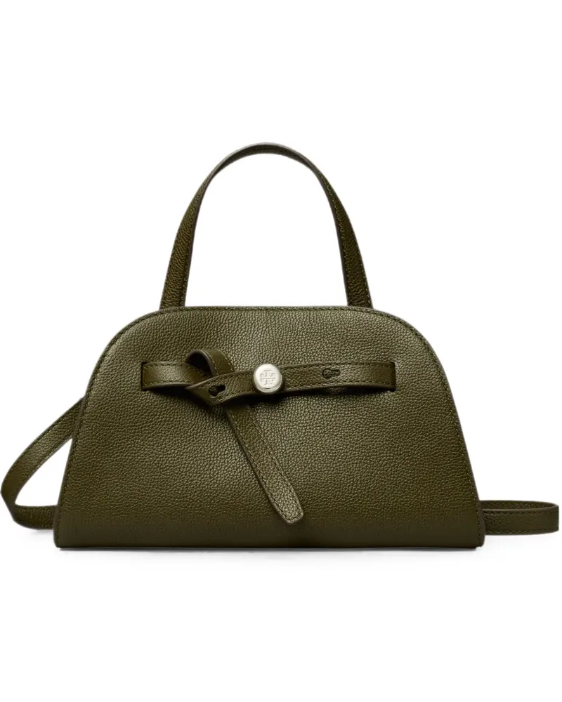 Tory Burch Anora Tote Bag aus strukturiertem Leder mit Logo-Schild - Grün Grün