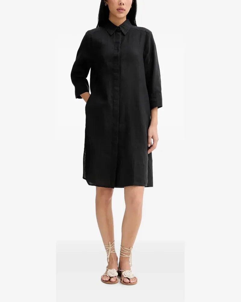 Marc O'Polo Midikleid aus Leinen - Schwarz Schwarz
