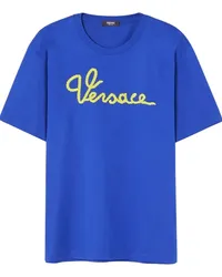 Versace T-Shirt mit Logo-Stickerei Blau