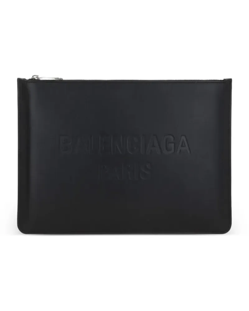 Balenciaga logo-embossed leather pouch - Schwarz Schwarz