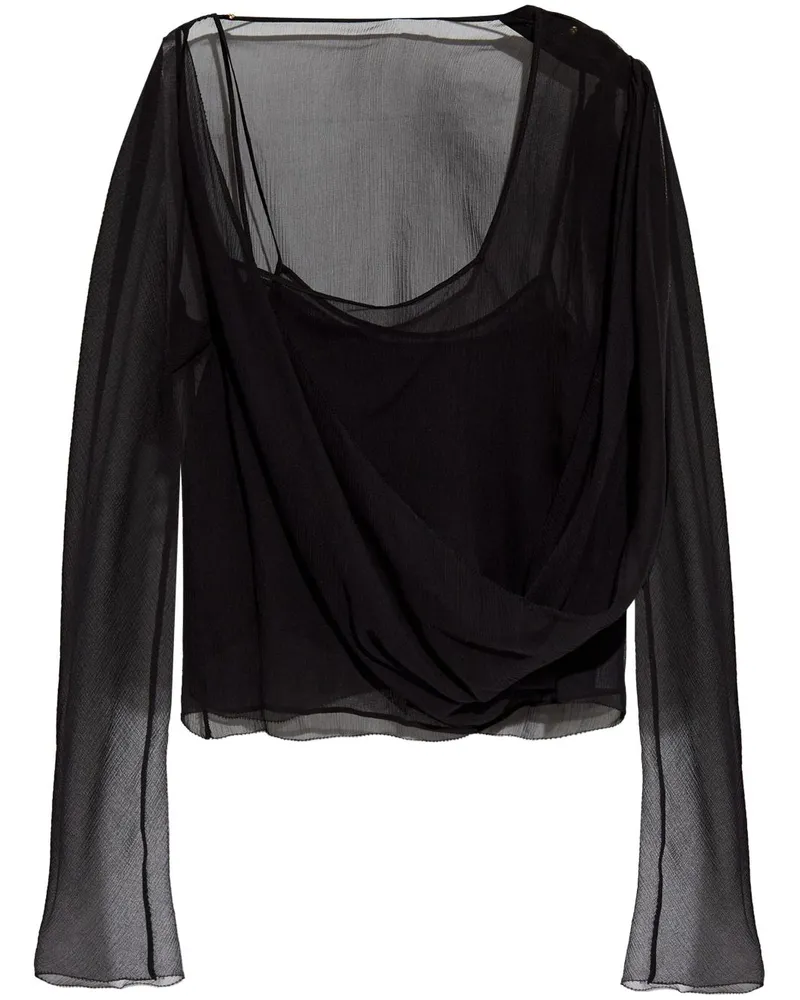 Cult Gaia Bluse mit Sheer-Effekt - Schwarz Schwarz