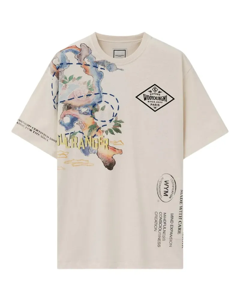 Wooyoungmi T-Shirt mit grafischem Print - Nude Nude