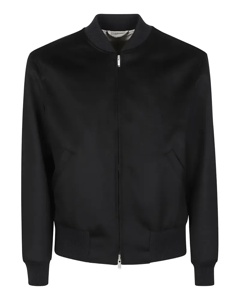 LARDINI ribbed-trim bomber jacket - Schwarz Schwarz