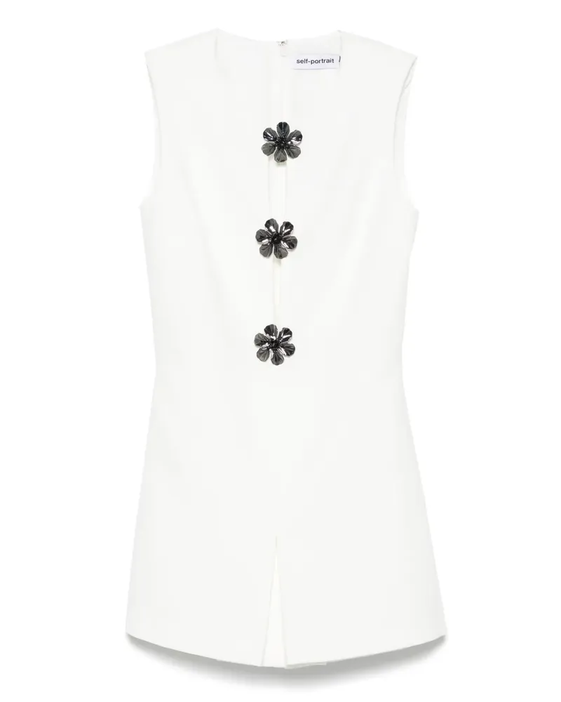 Self-Portrait Playsuit mit Brosche - Weiß Weiß