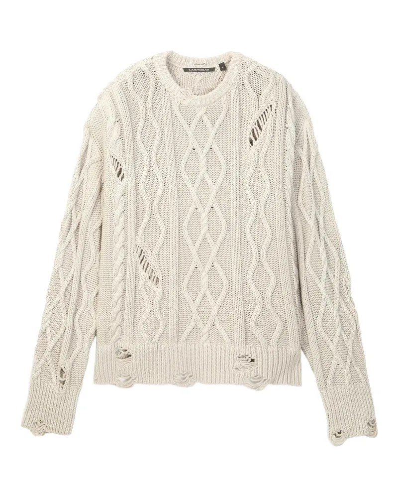 Camper Distressed-Pullover mit Zopfmuster - Weiß Weiß