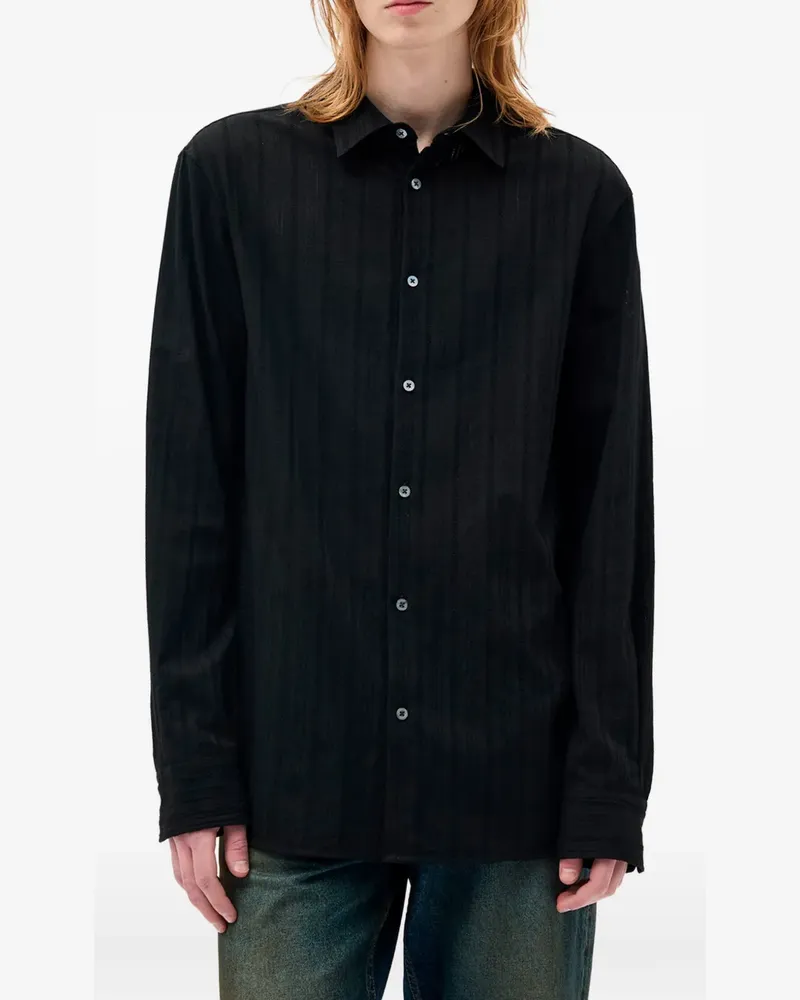 Ann Demeulemeester Andre Hemd mit Längsstreifen - Schwarz Schwarz