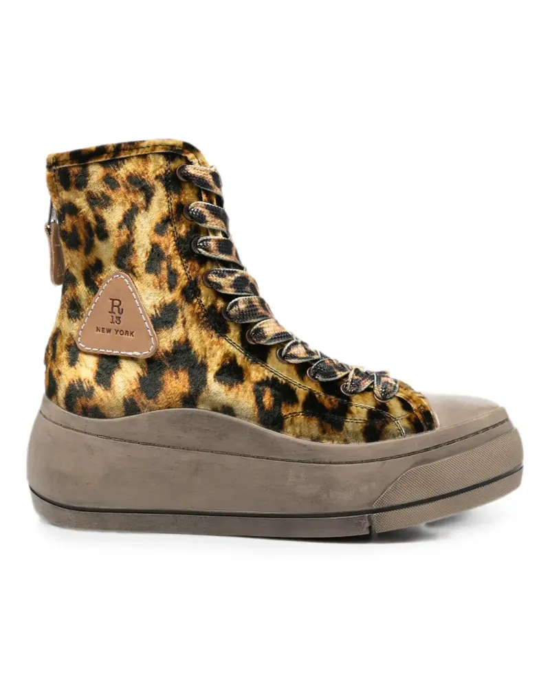 R13 Sneakers mit Leopardenprint - Gelb Gelb