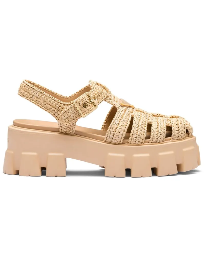 Prada Sandalen aus gewebtem Bast Nude