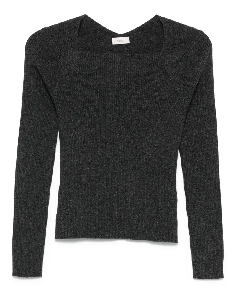 AGNONA Gerippter Pullover mit eckigem Ausschnitt - Grau Grau