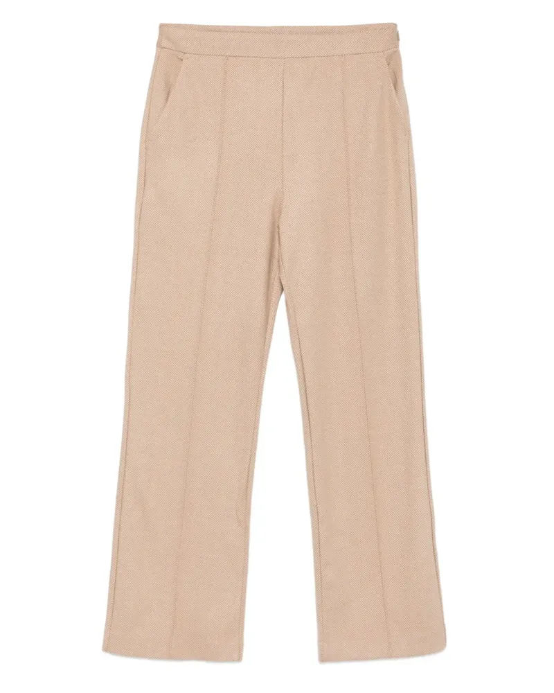 Max Mara Cropped-Hose mit Fischgrätenmuster - Nude Nude