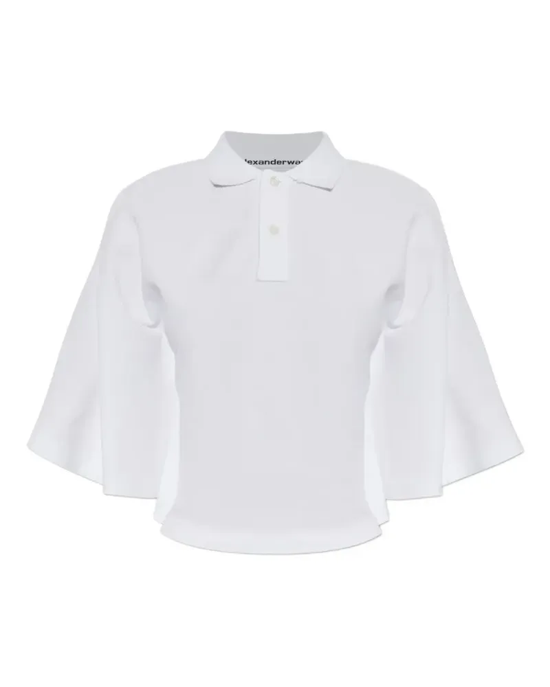 Alexander Wang logo-embroidered flared-sleeve polo shirt - Weiß Weiß