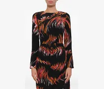 Kleid mit abstraktem Print - Schwarz