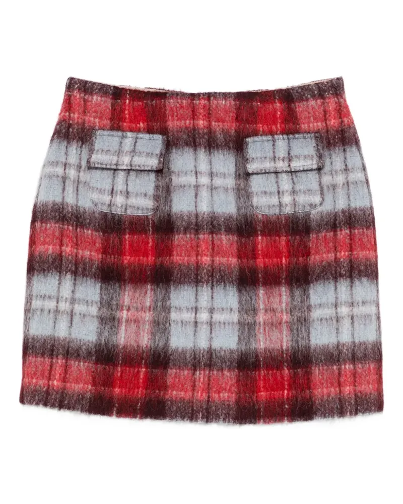 N° 21 Karierter Minirock mit Klappentasche - Rot Rot