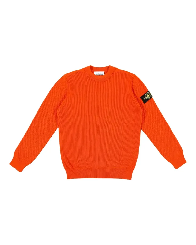 Stone Island logo-patch ribbed-knit cotton sweater - Orange Orange