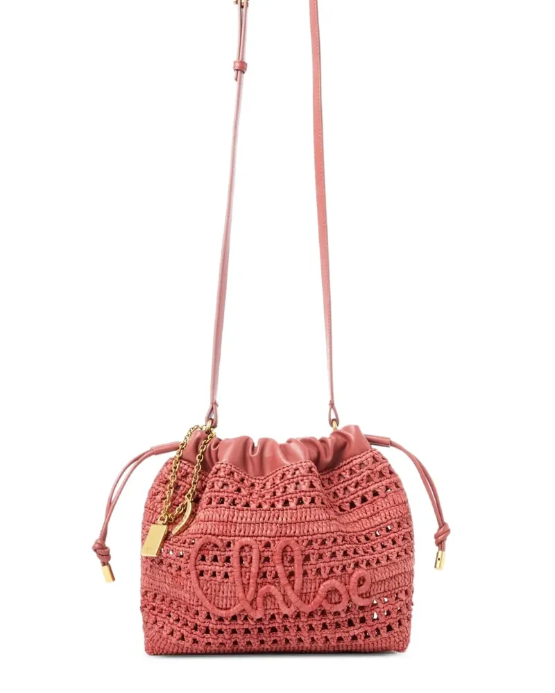 Chloé Gehäkelte Schultertasche mit Logo-Stickerei - Braun Braun
