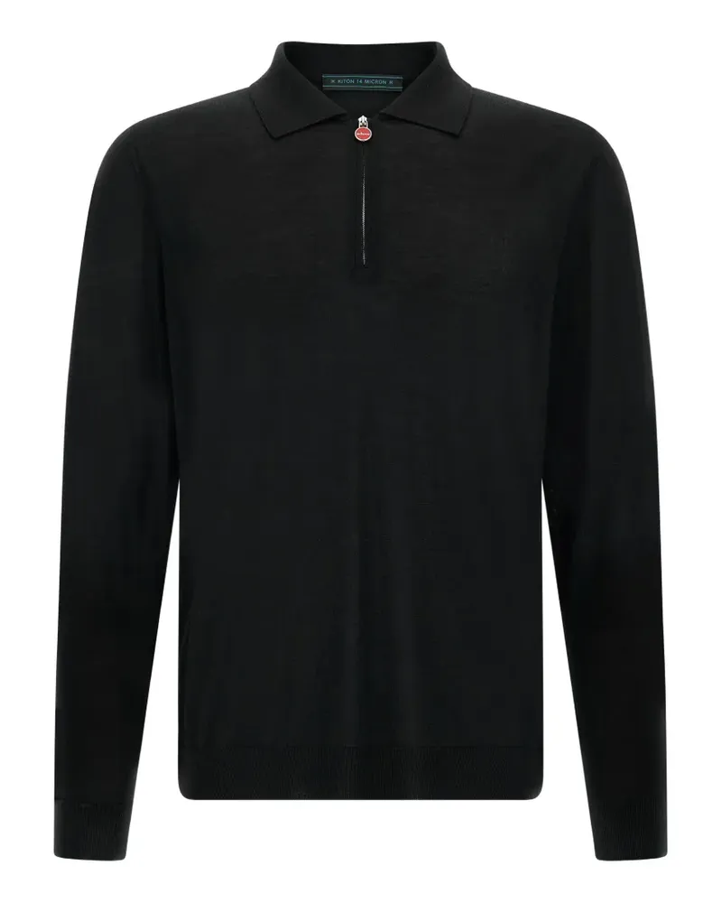 Kiton half-zip 14 Micron polo shirt - Schwarz Schwarz