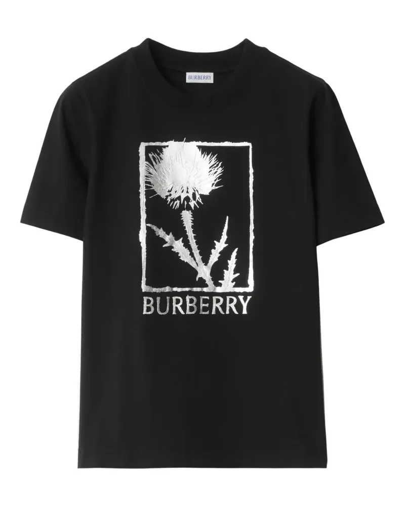 Burberry Rundhals-T-Shirt mit Distel-Print - Schwarz Schwarz