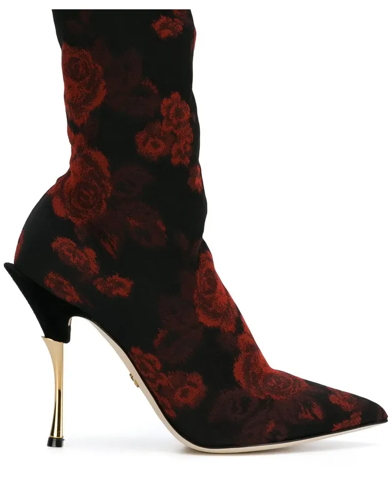 Dolce & Gabbana Sock-Boots mit Rosenmuster - Schwarz Schwarz