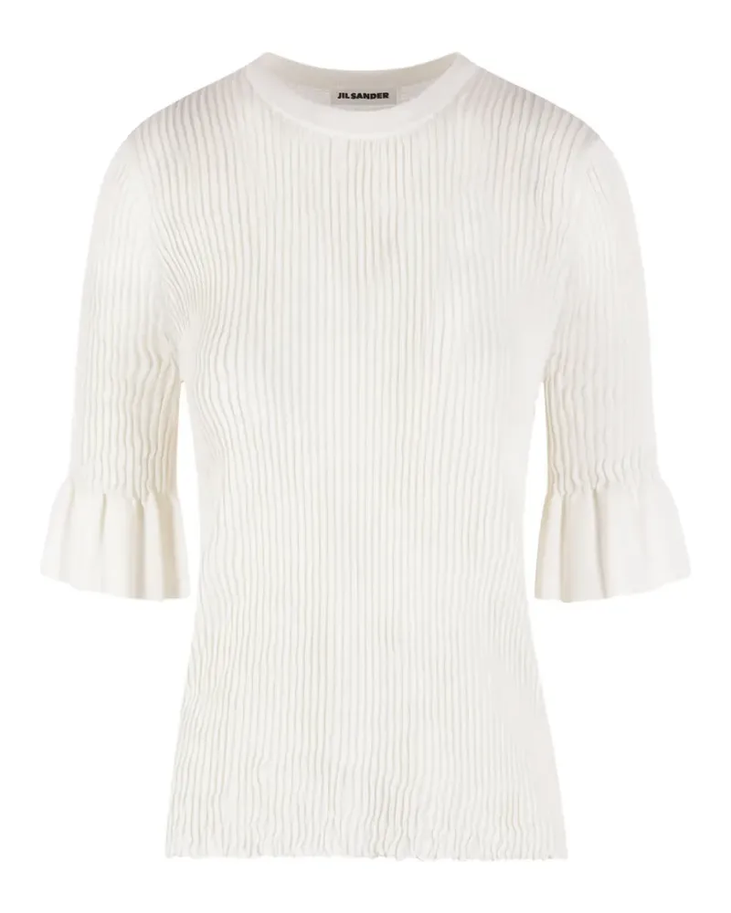 Jil Sander ruffled ribbed top - Weiß Weiß